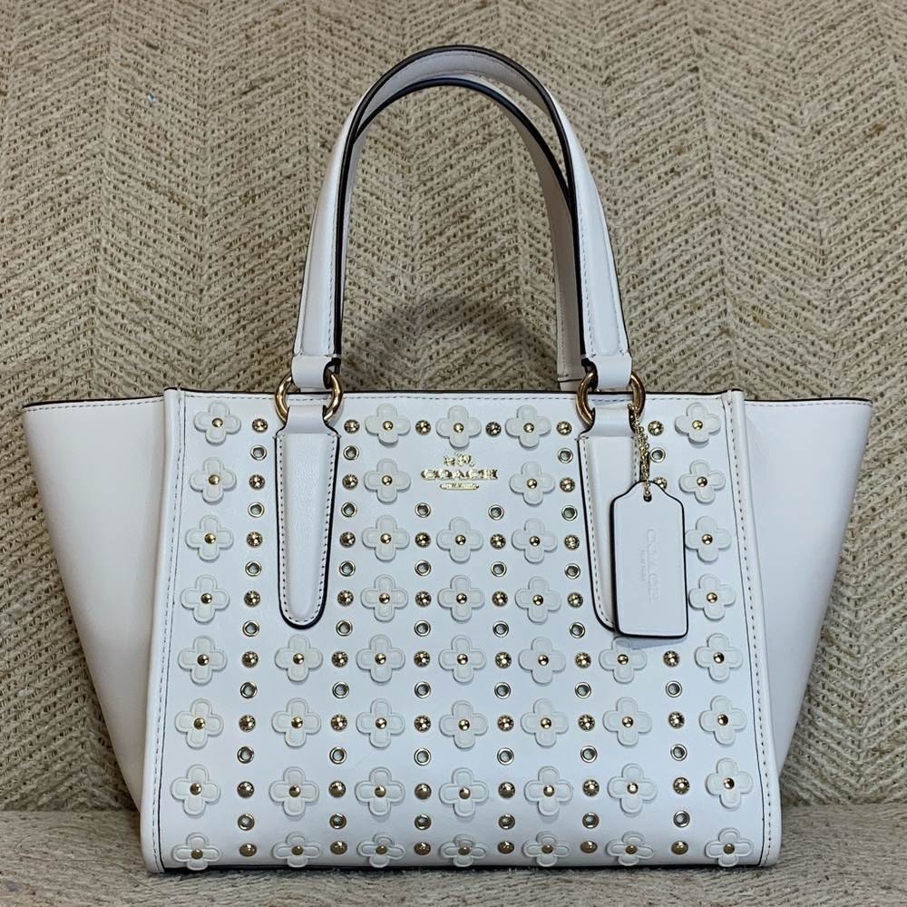 Coach White Floral Satchel